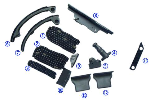 Kit de cadenas de tiempo de plástico PA66 / PA46 para INFINITI 4494CC V8 90-96 Q45 32V DOHC