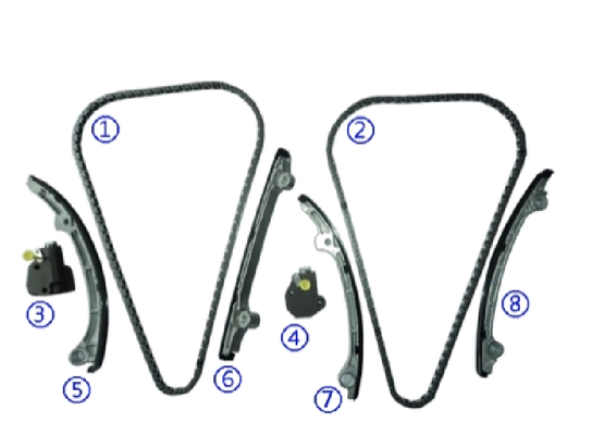 Kit de cadenas de tiempo de plástico PA66 / PA46 para INFINITI FX45 VK45DE V8 4.5L 03-08